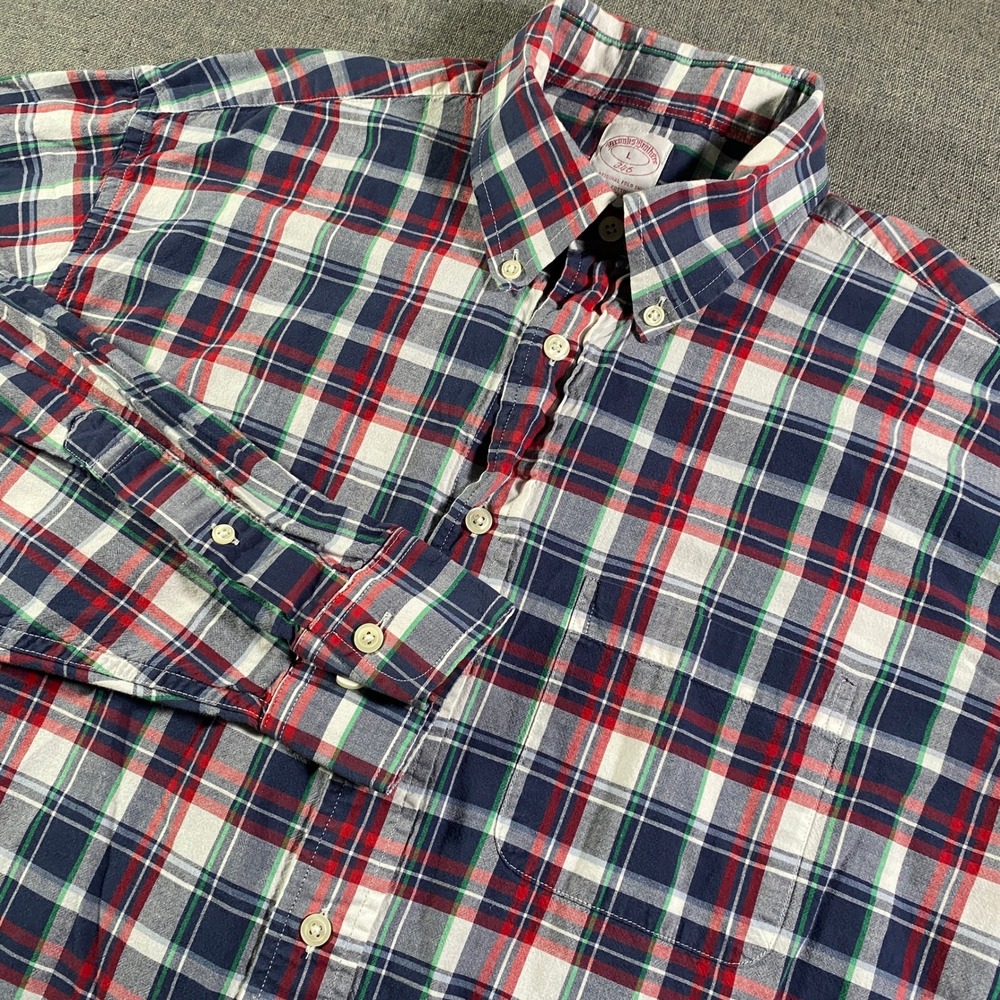 Brooks Brothers 346 Plaid Button Down Shirt Long‎ Sleeve Men's Size Large